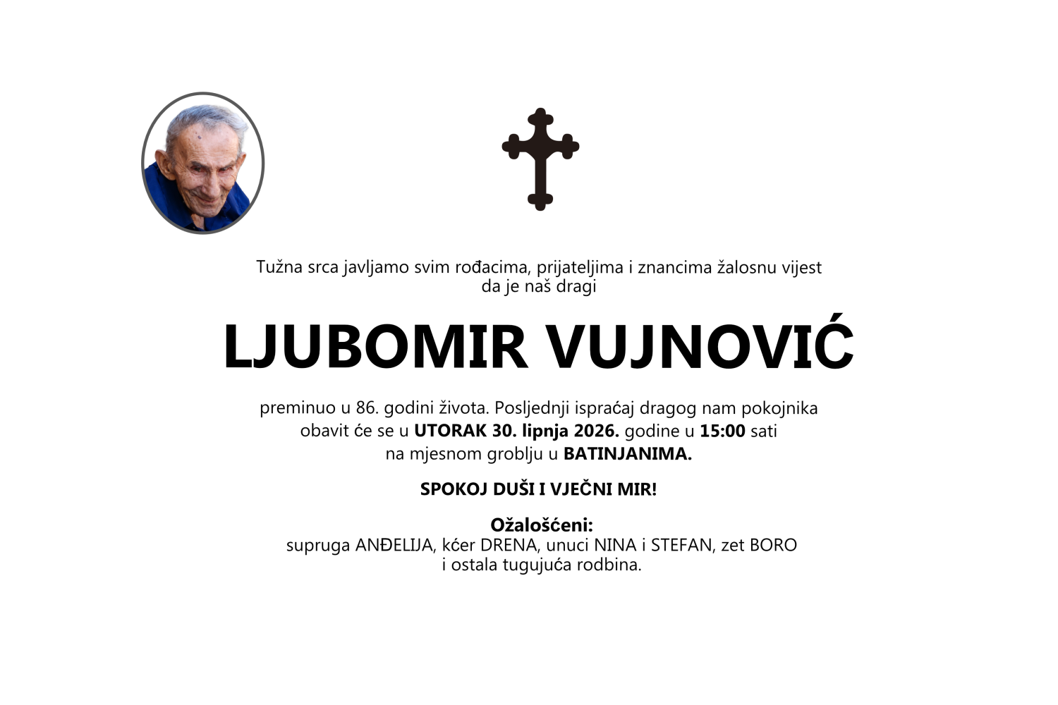 Ljubomir Vujnović Osmrtnica2